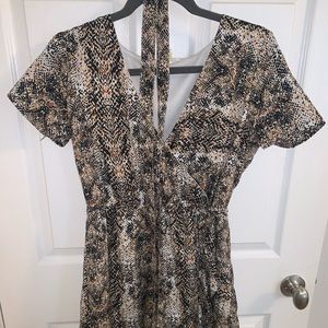 Snake skin dress with tie belt.